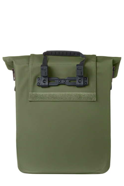 Basil City MIK Hooks fietstas 14–16L Moss Green – waterdichte shopper tas voor stadsfiets en e-bike