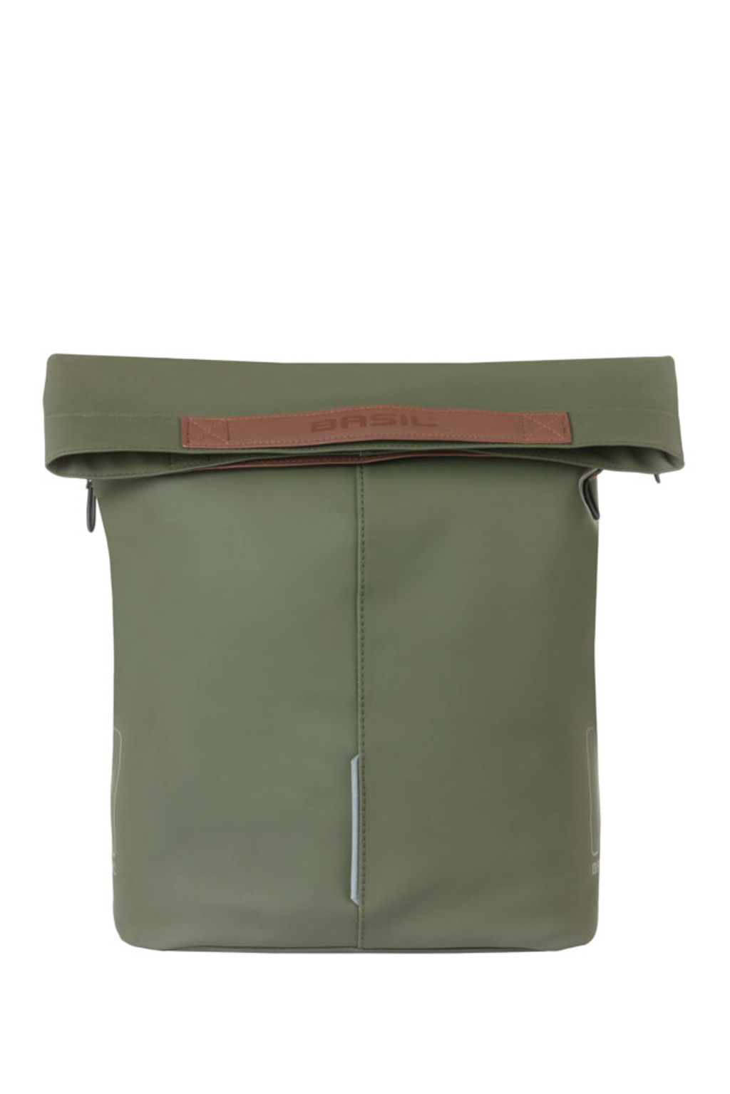 Basil City MIK Hooks fietstas 14–16L Moss Green – waterdichte shopper tas voor stadsfiets en e-bike