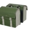 Basil Urban Load Dubbele Fietstas Moss Green/Sand 48–53 L – ruime waterbestendige fietstas verkrijgbaar bij Bike by Mike.