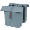 Dubbele Fietstas Basil City Vegan Leather UB 28-32L Graphite Blue op bagagedrager van stadsfiets, waterafstotend en met reflectie voor veiligheid