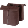 Dubbele fietstas Basil City Vegan Leather UB 28-32L Roasted Brown bevestigd op bagagedrager met reflecterende details
