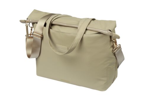 Schoudertas Basil Manhattan Commuter 12L Taupe fietslaptoptas met Hook-On systeem, aangeboden door Bike by Mike