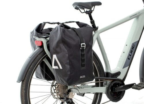 ACID Panniers TRAVLR 20/2 Black – waterdichte zwarte fietstassen (40L) met SMLINK-bevestiging, verkrijgbaar bij Bike by Mike.