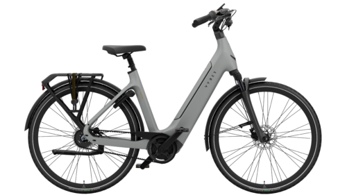 Elektrische ebike merk vyber xcite kleur lunar grey met een robuuste frame rechte zithouding
