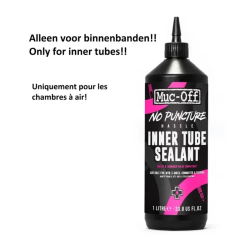 Muc-Off Inner Tube Sealant No Puncture Hassle 1L – binnenbandafdichting voor lekvrije banden, verkocht en geadviseerd door Bike by Mike