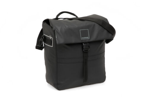 Enkele fietstas New Looxs Leeds Single 19L Black waterafstotend met schouderband en bevestigingshaken bij Bike by Mike