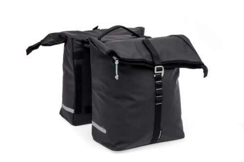 New Looxs Cantos Double MIK 36L dubbele fietstas zwart waterafstotend bisonyl met MIK 2.0 adapter voor achterdrager bij Bike by Mike