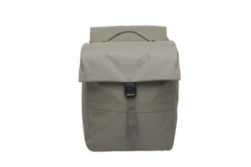 New Looxs Leeds Double MIK 38L Taupe dubbele fietstas op achterdrager met MIK systeem, waterafstotend gerecycled polyester en reflectie, Bike by Mike collectie.