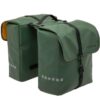New Looxs Odense Double MIK dubbele fietstas 39 liter groen gemonteerd op een fiets met MIK-bagagedrager, waterafstotende fietstas met reflectie.